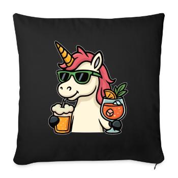 Boire de la licorne - Housse de coussin décorative 45 x 45 cm - noir - Devant