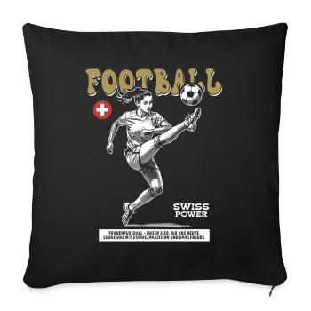 Schweiz Fußballerin Shirt: Torjubel mit Übersicht - Sofakissenbezug 45 x 45 cm - Schwarz - Vorne