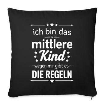 middle child because of me there are rules - Sofa pillowcase 17,3'' x 17,3'' (45 x 45 cm) - black - Front