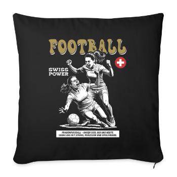 Einsatz mit Herz: Schweizer Frauenfußball Shirt - Sofakissenbezug 45 x 45 cm - Schwarz - Vorne