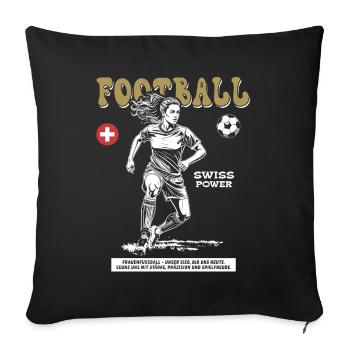Schweizer Fußballerin Shirt: Ballkontrolle pur - Sofakissenbezug 45 x 45 cm - Schwarz - Vorne