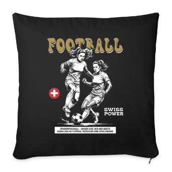 Willen am Ball: Fußballshirt für Spielerinnen - Sofakissenbezug 45 x 45 cm - Schwarz - Vorne