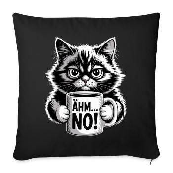 Um... No! Cat With Coffee Humor - Sofa pillowcase 17,3'' x 17,3'' (45 x 45 cm) - black - Front