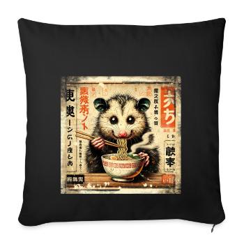 Ramen Opossum Grunge Style d’affiche - Housse de coussin décorative 45 x 45 cm - noir - Devant