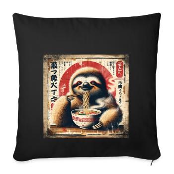 Ramen Sloth Grunge Poster Style - Sofa pillowcase 17,3'' x 17,3'' (45 x 45 cm) - black - Front