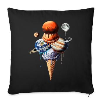 Planet Cream Waffle Cosmic One Ball - Sofa pillowcase 17,3'' x 17,3'' (45 x 45 cm) - black - Front