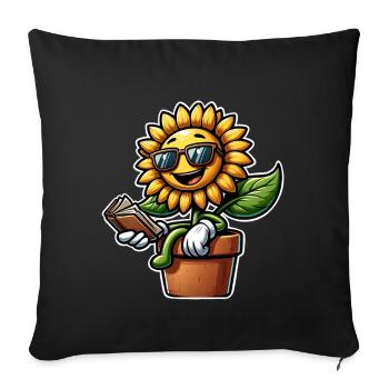 Sunflower Book Reading - Sofa pillowcase 17,3'' x 17,3'' (45 x 45 cm) - black - Front