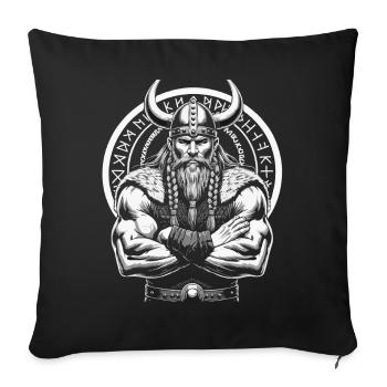 Mythologie nordique Viking Guerrier Valhalla - Housse de coussin décorative 45 x 45 cm - noir - Devant