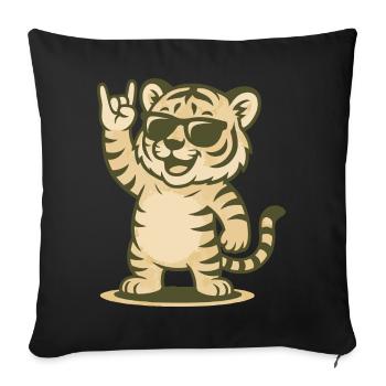 Rock'n'Roar Tiger - Sofa pillowcase 17,3'' x 17,3'' (45 x 45 cm) - black - Front