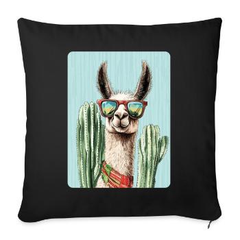 Lama drôle Alpaga Lama Lama Animal Cadeau - Housse de coussin décorative 45 x 45 cm - noir - Devant