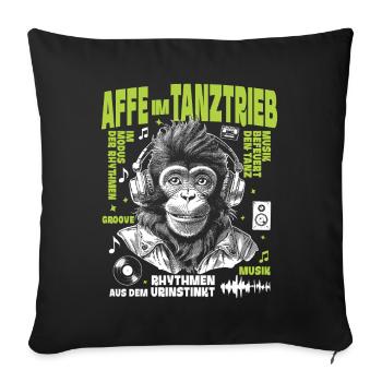 Headphones Groove Shirt: Monkeys in Bass Flow - Sofa pillowcase 17,3'' x 17,3'' (45 x 45 cm) - black - Front