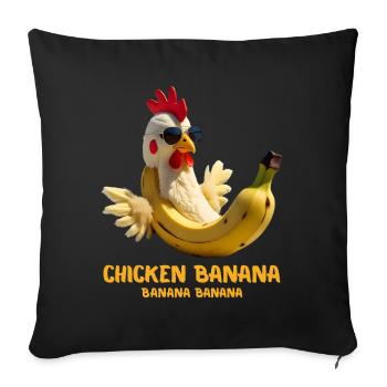 Funny Chicken Banana Gift For Brainrot Meme Lovers - Sofa pillowcase 17,3'' x 17,3'' (45 x 45 cm) - black - Front