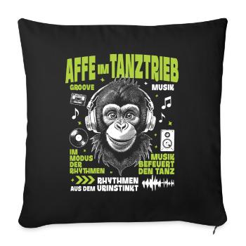Jungle Bass T-Shirt – Jungschimpansen-Groove - Sofakissenbezug 45 x 45 cm - Schwarz - Vorne