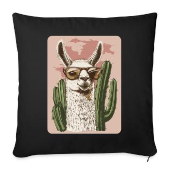 Lama drôle Alpaga Lama Lama Animal Cadeau - Housse de coussin décorative 45 x 45 cm - noir - Devant