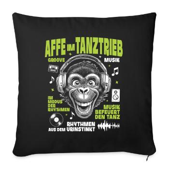 Monkey Groove Shirt: Dancing Beats in the Jungle - Sofa pillowcase 17,3'' x 17,3'' (45 x 45 cm) - black - Front