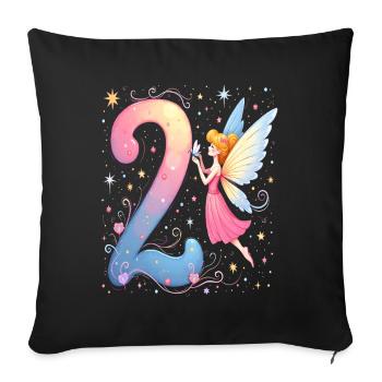 Douce Fée 2ème Anniversaire pour les filles - Housse de coussin décorative 45 x 45 cm - noir - Devant