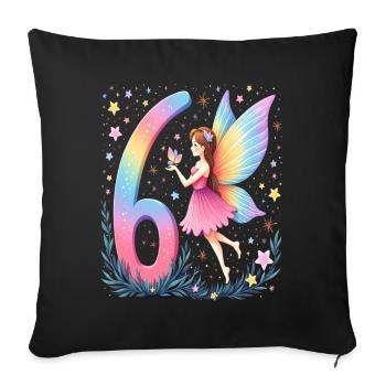 Douce Fée 6ème Anniversaire pour les filles - Housse de coussin décorative 45 x 45 cm - noir - Devant