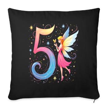 Douce Fée 5ème Anniversaire pour les filles - Housse de coussin décorative 45 x 45 cm - noir - Devant