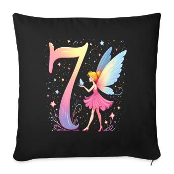 Douce Fée 7ème Anniversaire pour les filles - Housse de coussin décorative 45 x 45 cm - noir - Devant