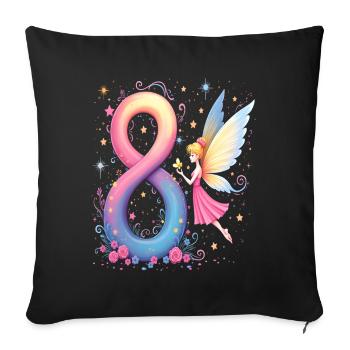 Douce Fée 8ème Anniversaire pour les filles - Housse de coussin décorative 45 x 45 cm - noir - Devant