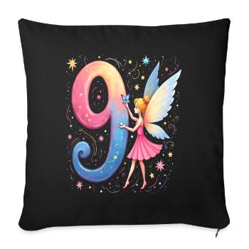 Douce Fée 9ème Anniversaire pour les filles - Housse de coussin décorative 45 x 45 cm - noir - Devant