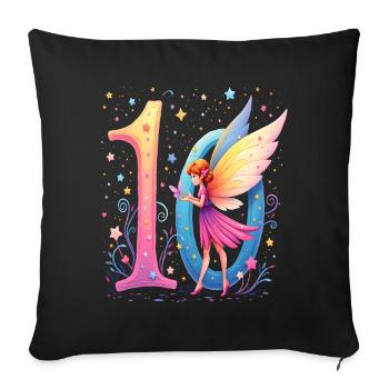 Douce Fée 10e anniversaire pour les filles - Housse de coussin décorative 45 x 45 cm - noir - Devant