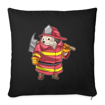 Hérisson Hache de pompier Brigade de pompiers - Housse de coussin décorative 45 x 45 cm - noir - Devant