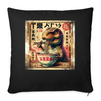 Ramen T Rex Dinosaure Grunge Poster Style - Housse de coussin décorative 45 x 45 cm - noir - Devant