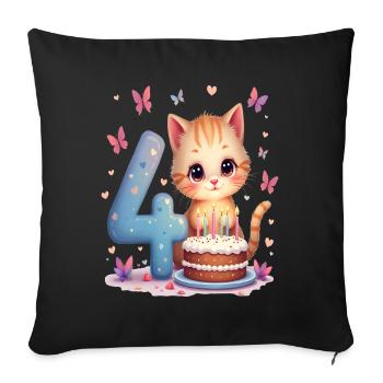 Cute Kitten 4th Birthday Girl - Sofa pillowcase 17,3'' x 17,3'' (45 x 45 cm) - black - Front