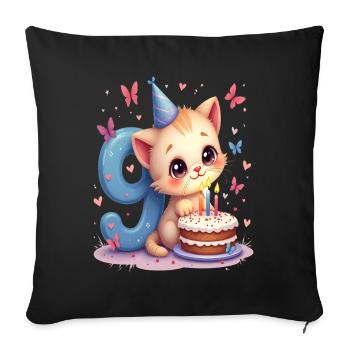 Cute Kitten 9th Birthday Girl - Sofa pillowcase 17,3'' x 17,3'' (45 x 45 cm) - black - Front