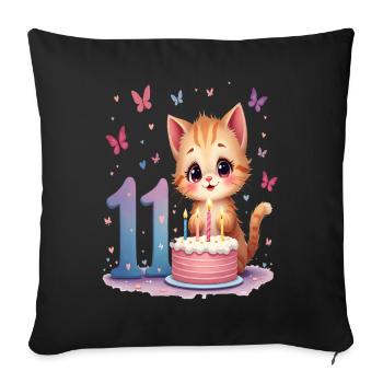 Cute Kitten 11th Birthday Girl - Sofa pillowcase 17,3'' x 17,3'' (45 x 45 cm) - black - Front