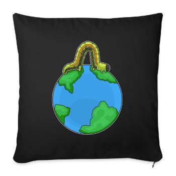 Raupe Erdkugel - Sofakissenbezug 45 x 45 cm - Schwarz - Vorne