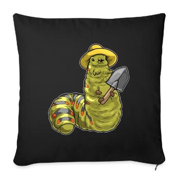 Chenille Jardinier Pelle Jardin - Housse de coussin décorative 45 x 45 cm - noir - Devant