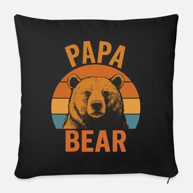 Papa Bear Starker Bärenpapa Retro Look - Sofakissenbezug 45 x 45 cm - Schwarz