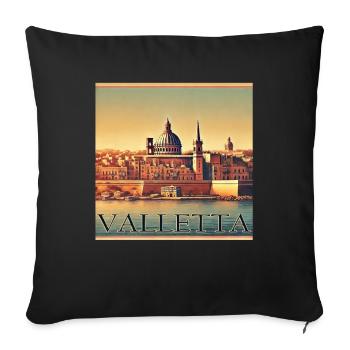La Valette à Malte : ville portuaire méditerranéenne rétro - Housse de coussin décorative 45 x 45 cm - noir - Devant
