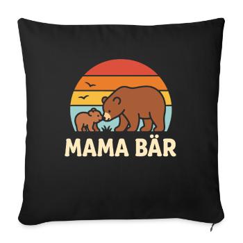 Mama Bear Retro Sunset Cute Mother Child - Sofa pillowcase 17,3'' x 17,3'' (45 x 45 cm) - black - Front