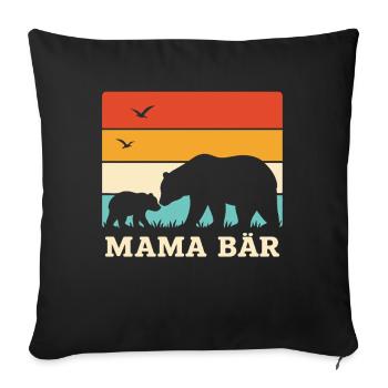 Mama Bear Retro Stripes Vintage Mother and Baby - Sofa pillowcase 17,3'' x 17,3'' (45 x 45 cm) - black - Front