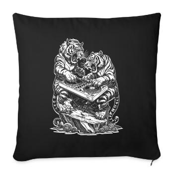 Streetwear Shirt: Tiger DJ Power für Musikfans - Sofakissenbezug 45 x 45 cm - Schwarz - Vorne
