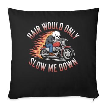 Motard chauve crâne motard graphique drôle - Housse de coussin décorative 45 x 45 cm - noir - Devant