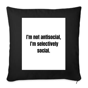 Selectively Social – Introvert Definition - Housse de coussin décorative 45 x 45 cm - noir - Devant