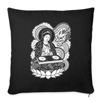 Meditation Shirt: Geisha with Vinyl on Lotus Flower - Sofa pillowcase 17,3'' x 17,3'' (45 x 45 cm) - black - Front