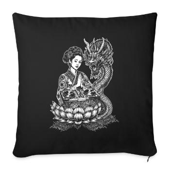 Drachen Festival Shirt: Geisha drops the techno - Sofa pillowcase 17,3'' x 17,3'' (45 x 45 cm) - black - Front