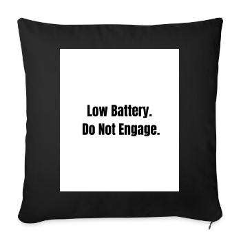 Low Battery – Social Mode Off - Sofa pillowcase 17,3'' x 17,3'' (45 x 45 cm) - black - Front