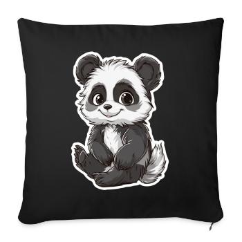 Ours panda mignon - Housse de coussin décorative 45 x 45 cm - noir - Devant