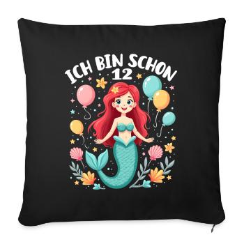 I'm already 12 Mermaid Birthday Girl - Sofa pillowcase 17,3'' x 17,3'' (45 x 45 cm) - black - Front