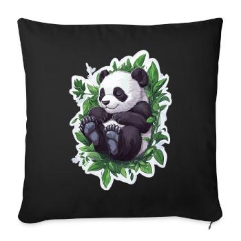 Ours panda mignon - Housse de coussin décorative 45 x 45 cm - noir - Devant
