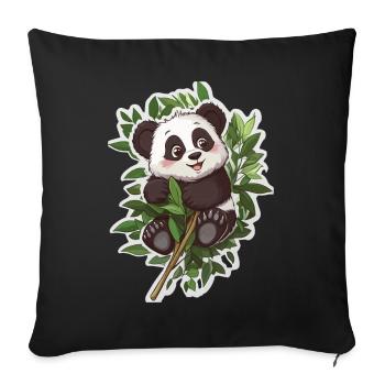 Cute Panda Bear - Sofa pillowcase 17,3'' x 17,3'' (45 x 45 cm) - black - Front