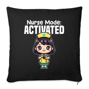 NURSE MODE ACTIVATED - NURSE GIFT - Sofa pillowcase 17,3'' x 17,3'' (45 x 45 cm) - black - Front