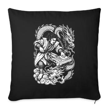 Chemise de samouraï : Dragons dansant toute la nuit de la fête - Housse de coussin décorative 45 x 45 cm - noir - Devant
