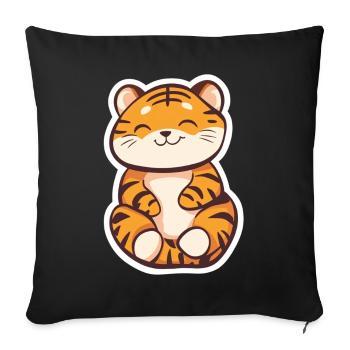 Tigre mignon - Idée cadeau amusante pour les enfants - Housse de coussin décorative 45 x 45 cm - noir - Devant